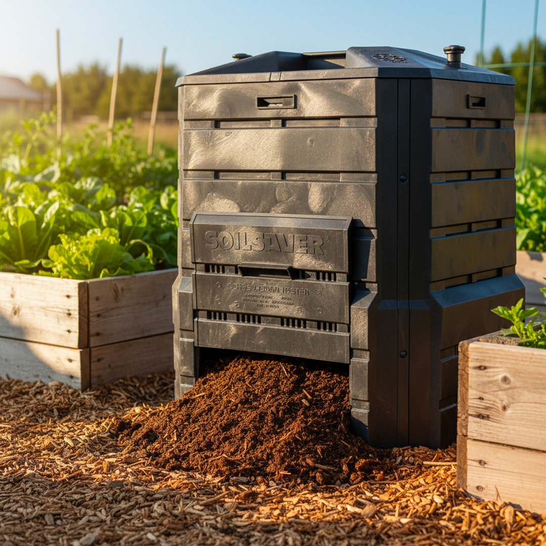 94 Gal. Plastic Outdoor Stationary Composter with Latching Lid